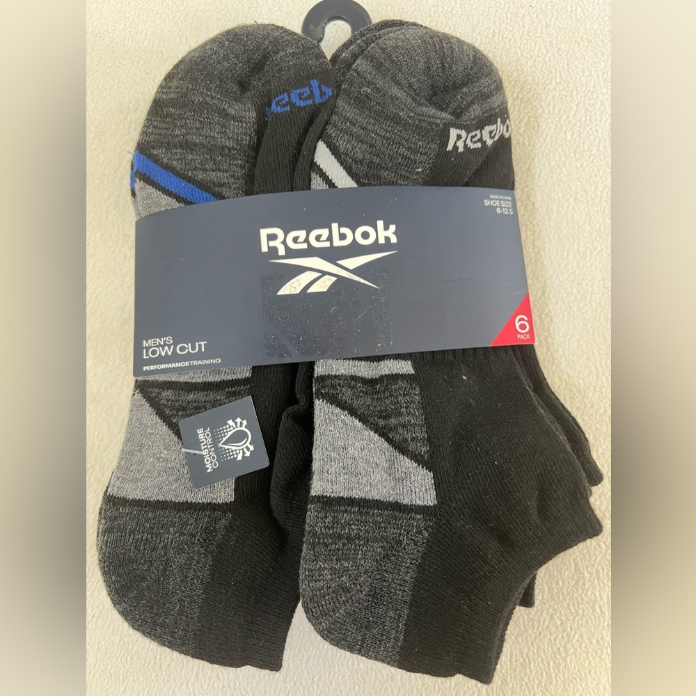 REEBOK ATHLETIC LOW CUT SOCKS 6 PAIRS MEN'S SIZE LARGE RVM211LC05001 6-12.5 NWT